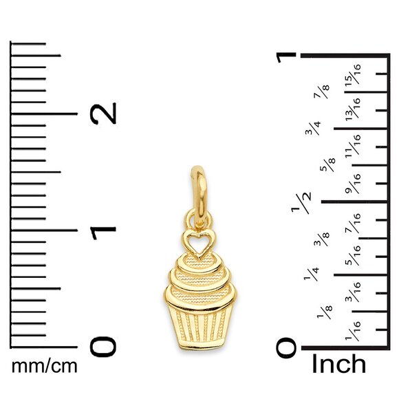 Solid 10k Gold Cupcake Charm - Cute Birthday Jewelry Gifts - Picture 5 of 6